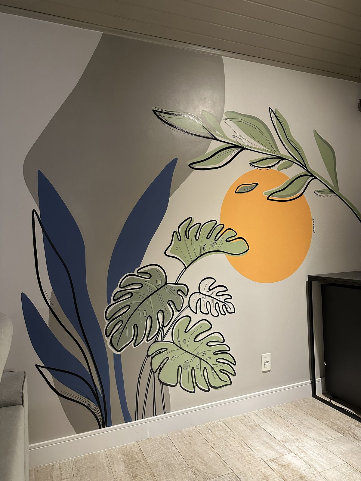 Mural árvores e pôr do sol - sala