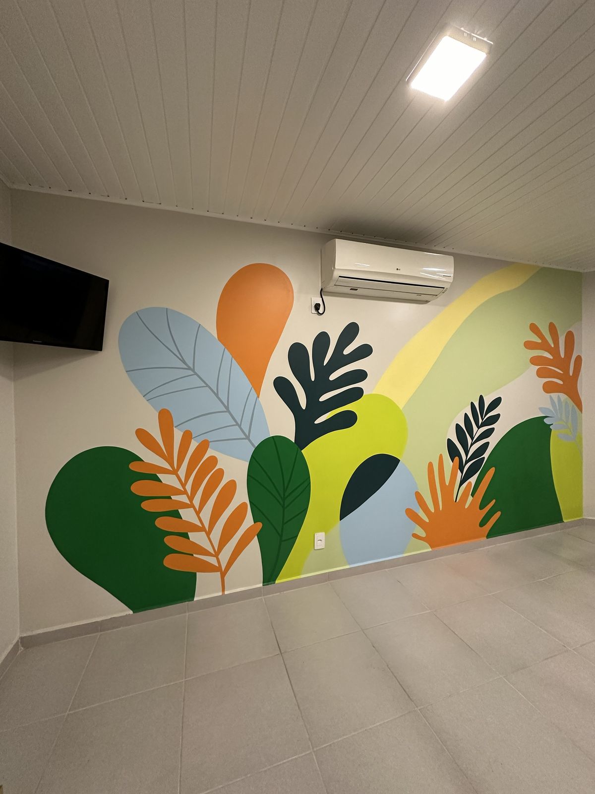 Mural folhagem abstrata - varanda
