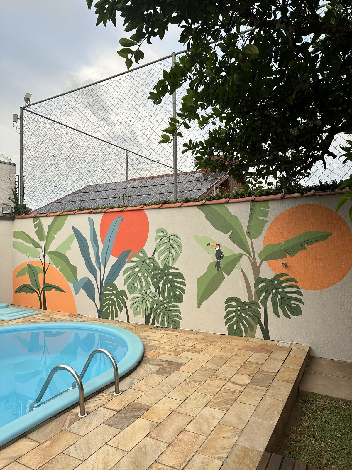 Mural área da piscina - tropical